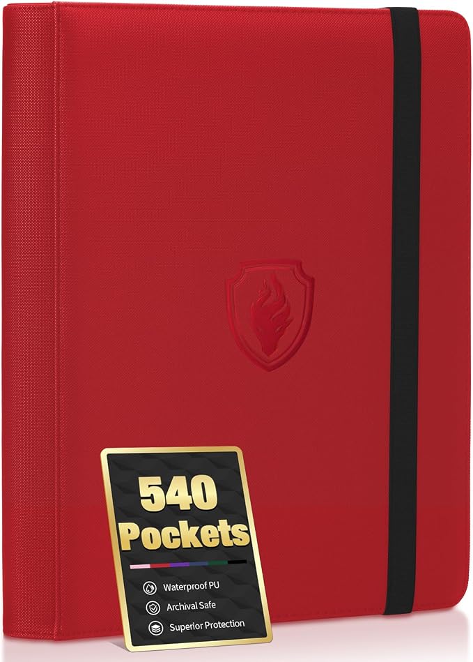 Premium 9 Pocket Card Binder for 540 Cards, Fabmaker PU Cover Trading Card by Fabmaker