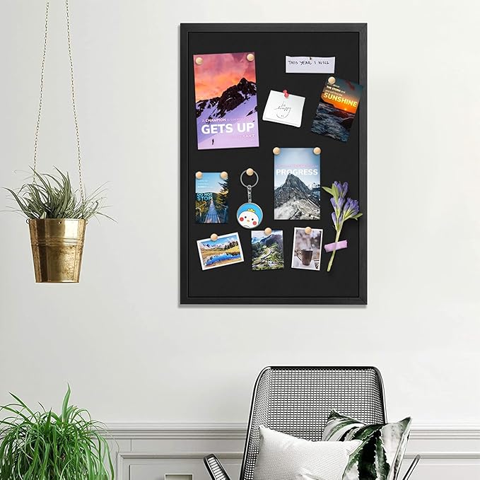 2 Pack Large Bulletin Board, 23 "x17 Black Cork Boards for Walls with Frame, Pin Display Board Vision Board for Home School Office Decor-DeskLoop Office