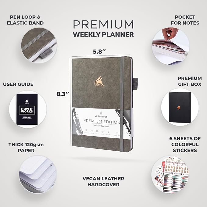 Clever Fox Planner Premium Edition – Undated Luxurious Weekly & Monthly Planner - Image 2