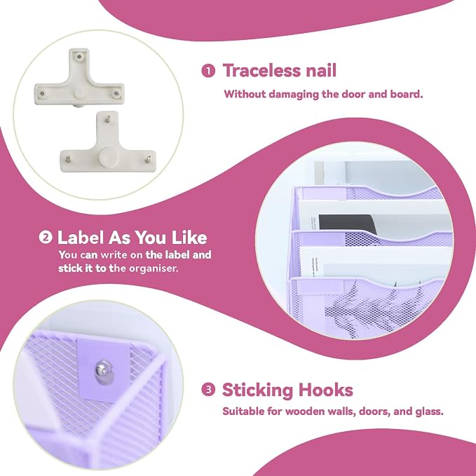 8 Pockets Mesh Wall File Holder Organizer Office Hanging File Folder Magazine - Image 5