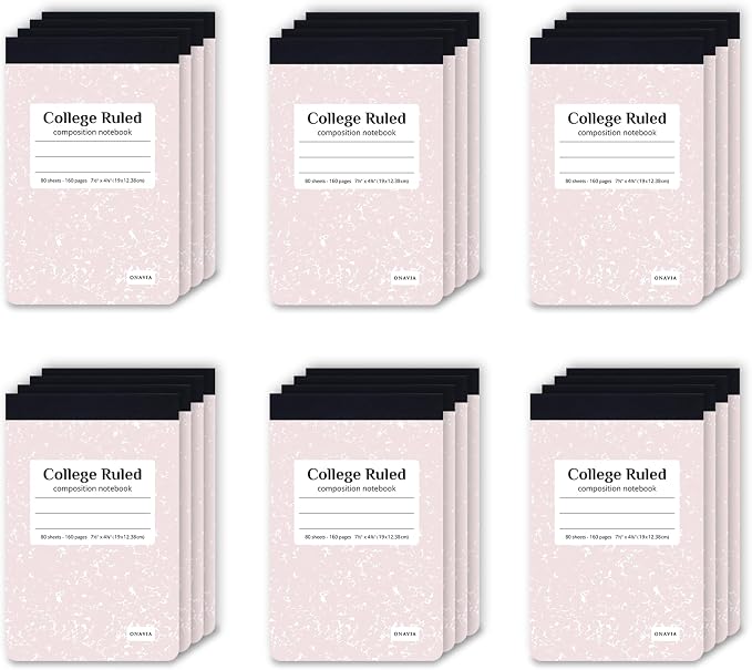 ONAVIA Pink Small Composition Notebooks Bulk, College Ruled 160 Pages | 4.75 x by ONAVIA