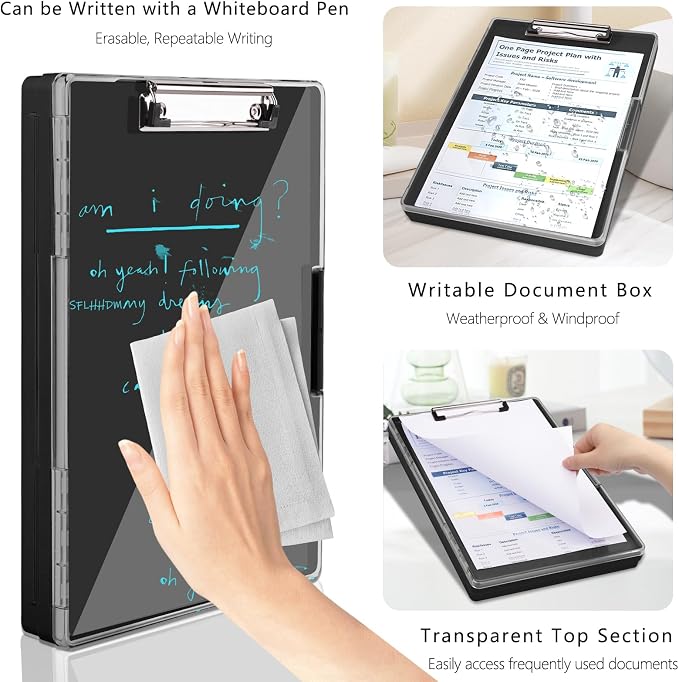 SFLHHDM Clipboard with Storage, Heavy Duty Clip Boards 8.5x11 with 2 Storage - Image 4