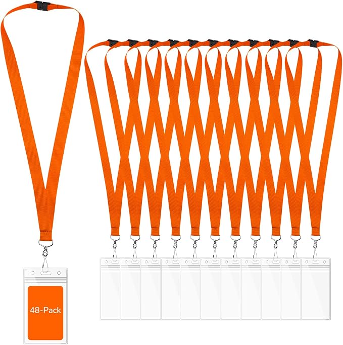 48-Pack Orange Breakaway Lanyards by WEZEBEL