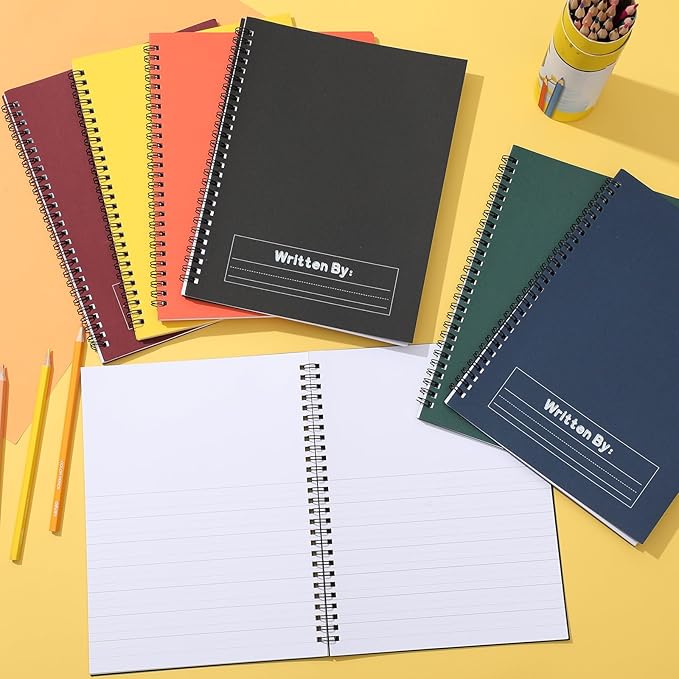 Henoyso 10 Pcs 100/50 Sheets Primary Composition Notebook K-2 Bulk Spiral Primary Journal Drawing Handwriting Practice for Kids Kindergarten 1st 2nd Back to School Supplies (Jewel Tone Color,50 Sheets)-DeskLoop Office