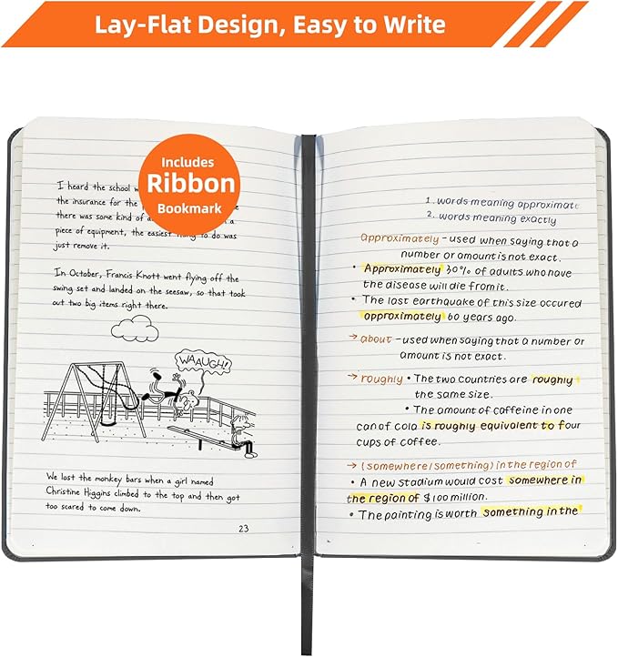 BOSSAND Lined Journal Notebooks, 6 Pack A5 Journals for Writing, 200 Pages 100 GSM Thick College Ruled Paper, Hardcover, 8.25 inches x 5.75 inches, Black-DeskLoop Office