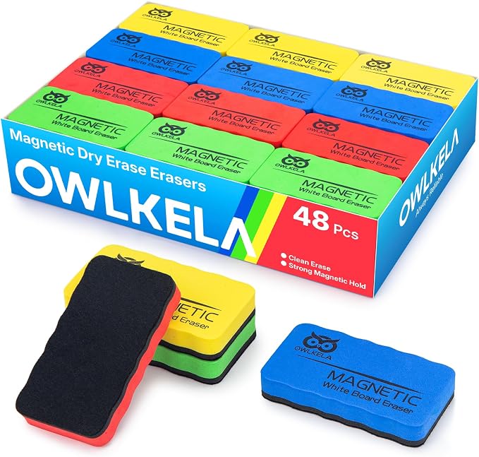 OWLKELA 48Pcs White Board Erasers, Magnetic Dry Erase Eraser Ideal by OWLKELA