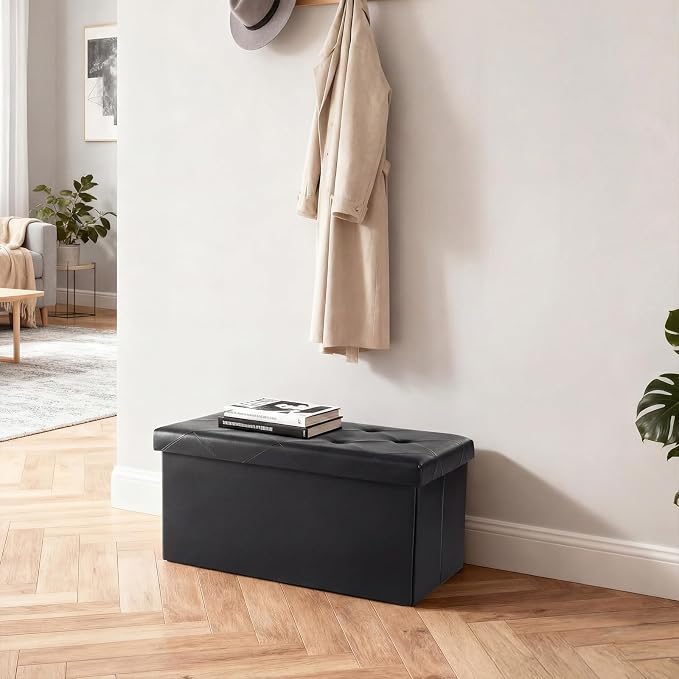 DUMOS 30 Inch Folding Storage Ottoman Bench, Large Hidden Storage Chest - Image 9