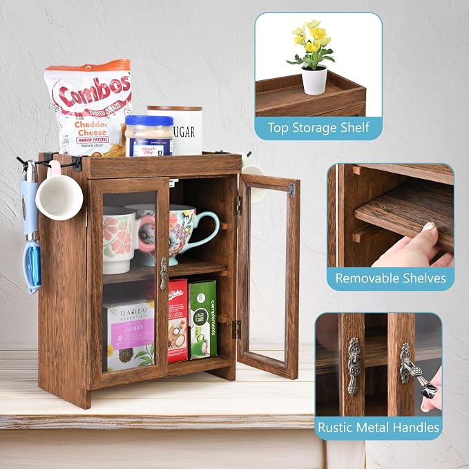Ikee Design Small Wooden Countertop Storage Cabinet - Image 5