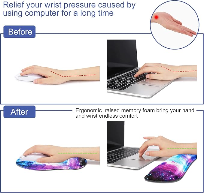 Mouse Pad Keyboard Wrist Rest, Gel Non Slip Rubber Wrist Support Rest Mouse Pad - Image 4