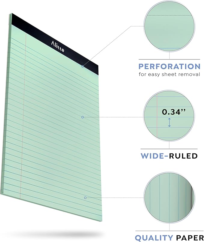 Colored Legal Pads 8.5 x 11, Pack of 12 - Perforated Wide Ruled Writing Note Pads - Premium Thick Paper, No Ink Bleeding - Lined Legal Pad For Home, Office, School, Business - 50 Sheets-DeskLoop Office