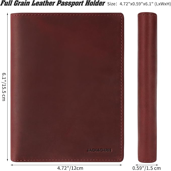 Jack&Chris Leather Passport Holder RFID Blocking Passport Travel Wallet Cover - Image 2