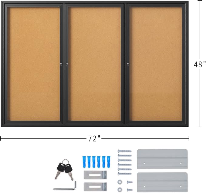 INNOVART Enclosed Bulletin Board 72”x48”, Lockable Cork Noticeboard - Image 2