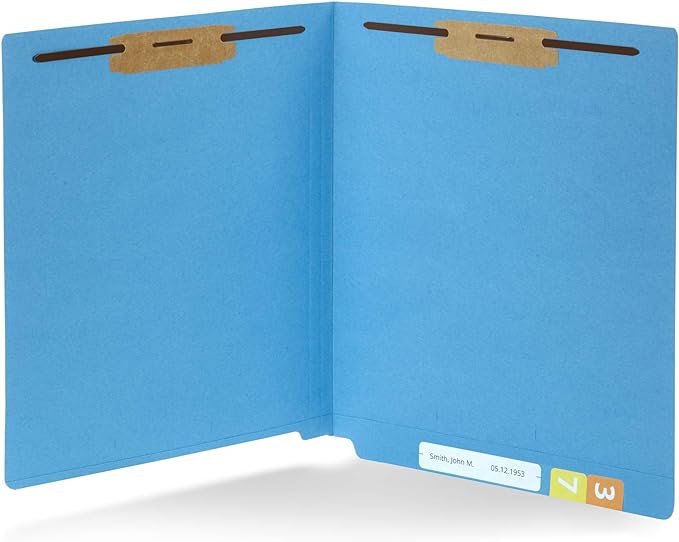 Blue Summit Supplies 100 Blue End Tab Fastener File Folders by BlueSummitSupplies
