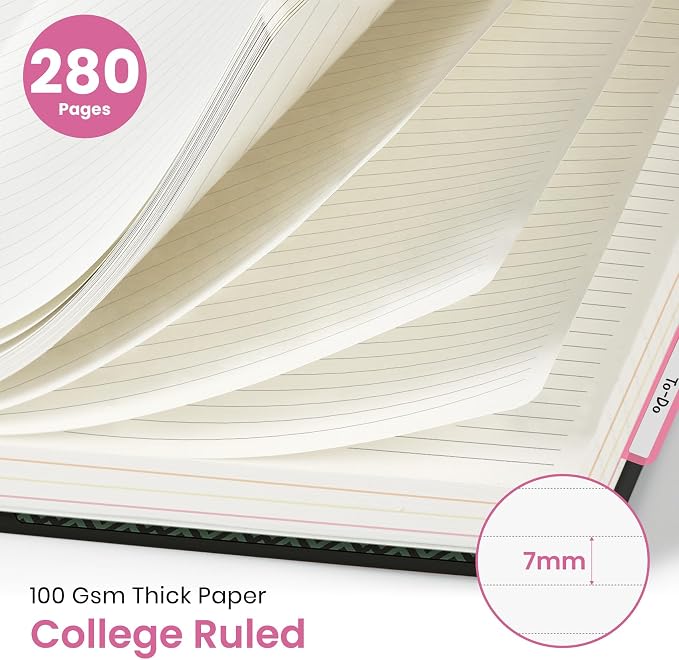 Large Lined Spiral Journal for Women Cute Hardcover 5 Subject Notebook for Work - Image 2