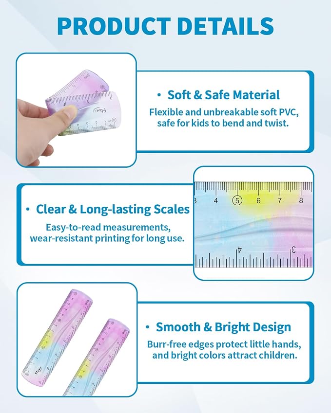 2 Pack Flexible Ruler Set, 6 Inch Bendable Rulers - Image 3