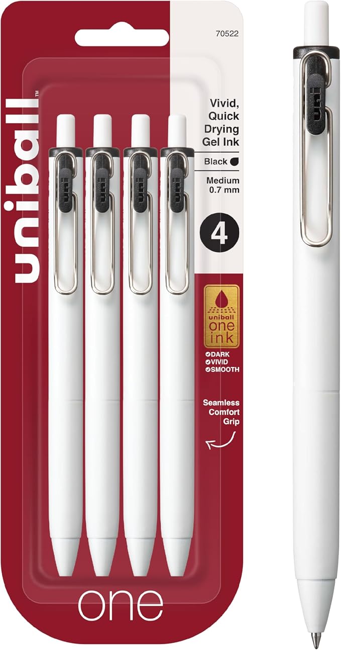 Uni-Ball One Black Retractable Gel Pens 4 Pack by uni-ball