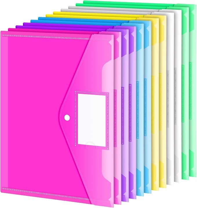 Sooez 12 Pack Folders Plastic Envelopes by Sooez