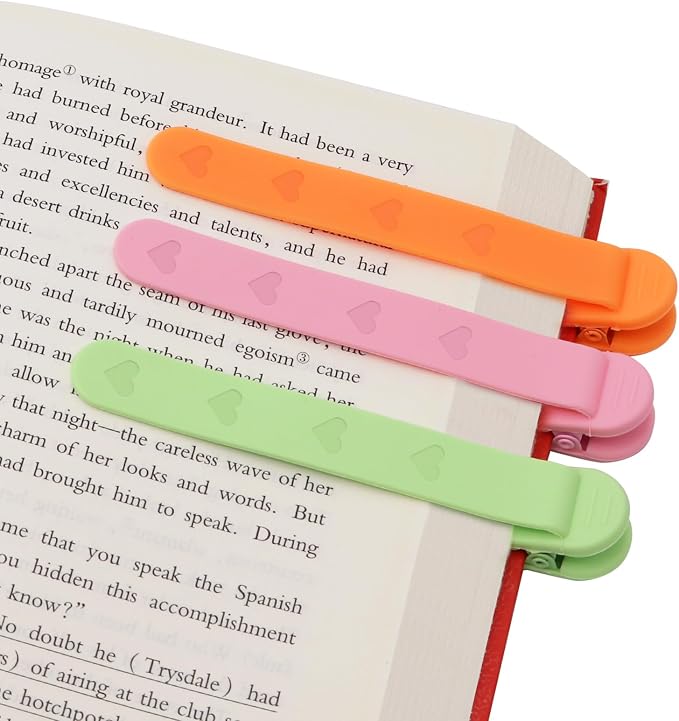 SMUK 3Pcs Heart Bookmarks for Women, Automatic Silicone Book Marks for Book by SMUK