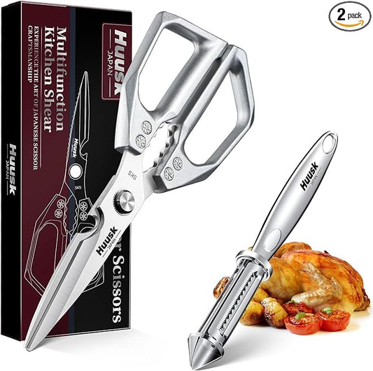 Huusk Kitchen Scissors and Potato Peelers Set, Stainless Steel Cooking Shears by HuuskKnife