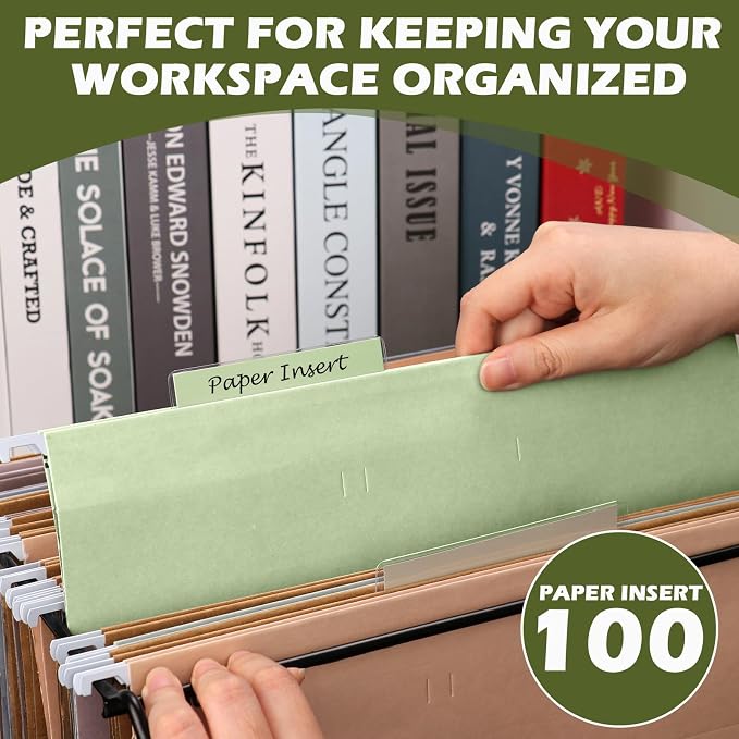 100 Pcs Hanging File Folder Tab Inserts 3.5 Inch Colored Blank File Tab Hanging - Image 5