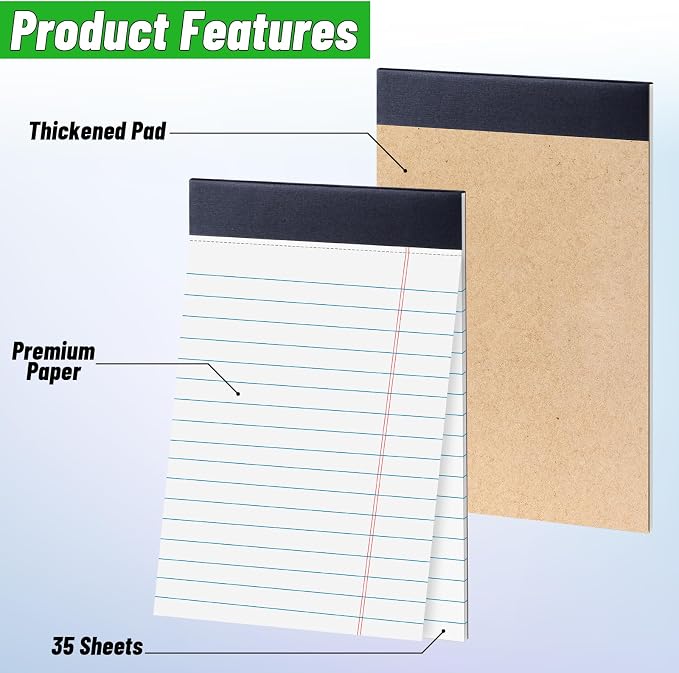 48 Pack Legal Pads Bulk, 5 x 8 Inch White Notepad, Note Pads College Ruled - Image 3