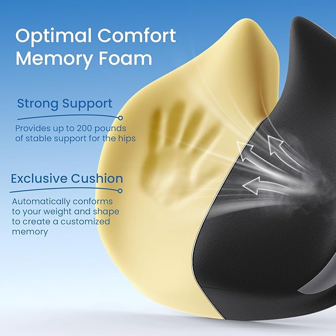 Benazcap Large Seat Cushion for Office Chair Memory Foam Coccyx Pain Relief Cushion Pillow for Back Support Non-Slip Seat Pad-DeskLoop Office