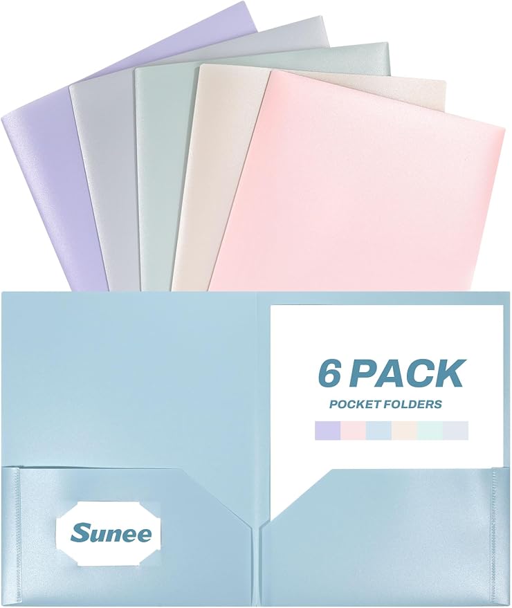 SUNEE Folders with Pockets, Plastic Folder with Pocket, Poly Folder by SUNEE