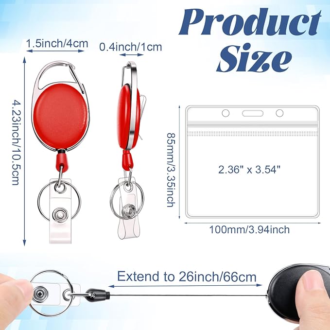 Laumoi 60 Pack Heavy Duty Retractable Badge Holder Reel - Image 2