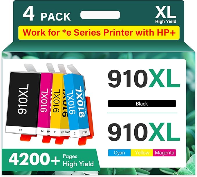 910XL 910 8015e Ink Cartridges Combo Pack Replacement for HP Printers 8025e 910 XL 910XL Black and Color 910XL/910 Multipack for OfficeJet Pro 8015e 8025e 8028e 8020 8035e 8034e 8020e 8025 8010 8028-DeskLoop Office
