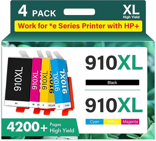 910XL 910 8015e Ink Cartridges Combo Pack Replacement for HP Printers 8025e 910 XL 910XL Black and Color 910XL/910 Multipack for OfficeJet Pro 8015e 8025e 8028e 8020 8035e 8034e 8020e 8025 8010 8028-DeskLoop Office