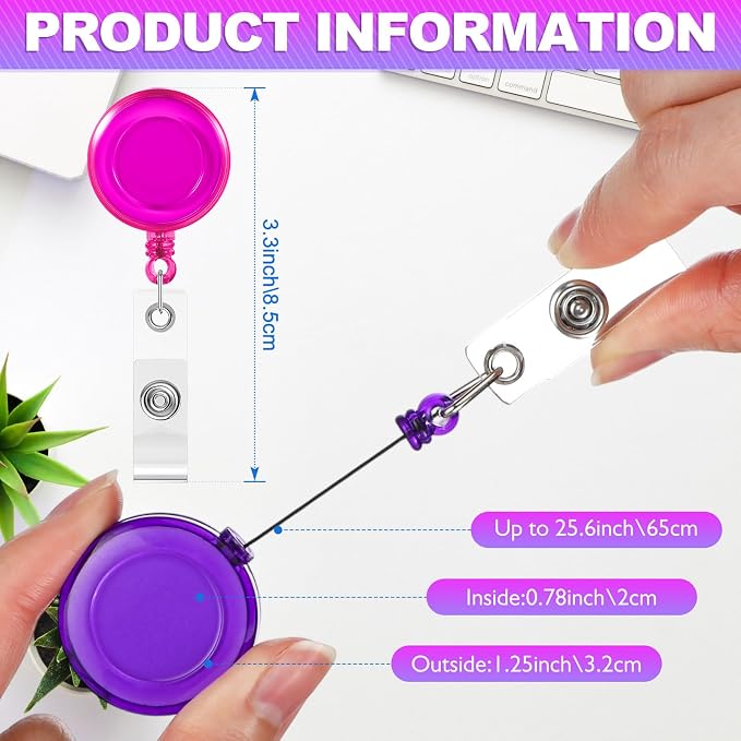 Harloon 150 Pcs Retractable Badge Reel Teacher Clips Holder Mixed Solid Color - Image 2