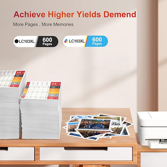 ejet Compatible Ink Cartridge Replacement for Brother LC103XL LC103 XL LC101 LC 101 for MFC-J870DW MFC-J6920DW MFC-J6520DW MFC-J450DW MFC-J470DW Printer (8 Black, 4 Cyan, 4 Magenta, 4 Yellow, 20 Pack)-DeskLoop Office