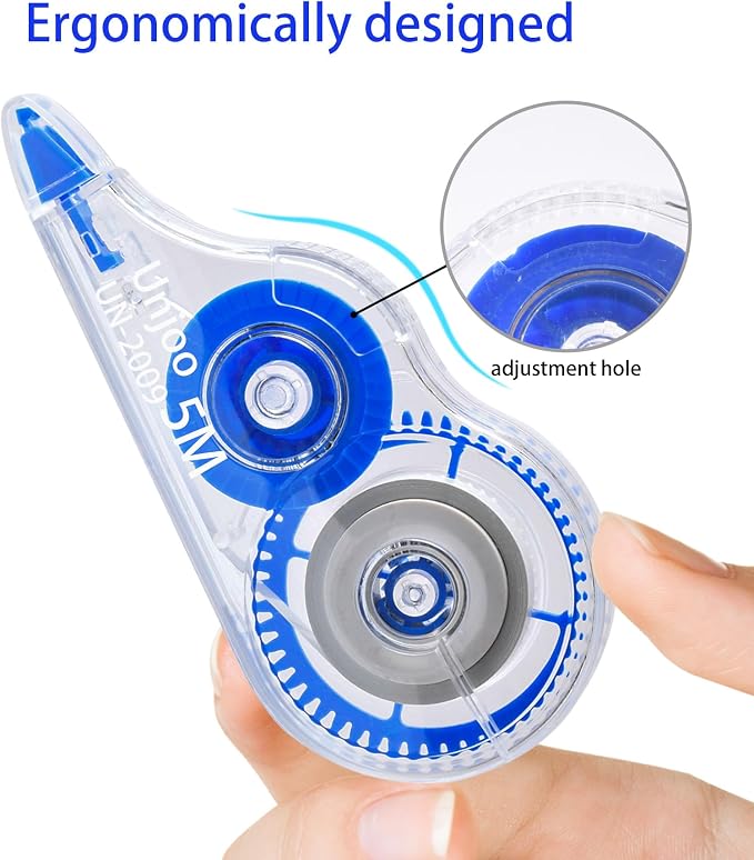 Unjoo White Correction Tape, For school, 5M/196"x0.2", Tear-Resistant - Image 3