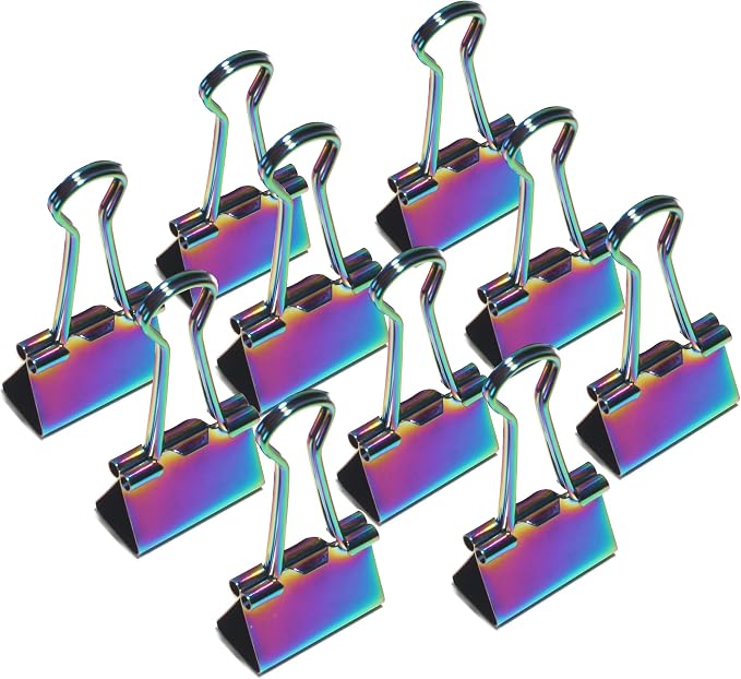 10 Pcs Rainbow Paper Clamps, Medium Binder Clips, 1 Inch Length - Image 2