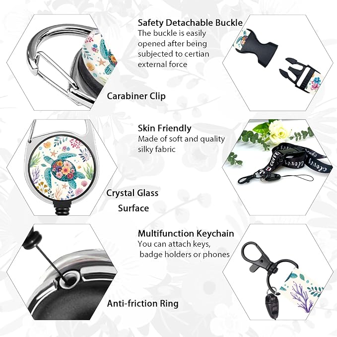 Sea Turtle Lanyards for ID Badges, Badge Holder Retractable Reel Cruise | - Image 4