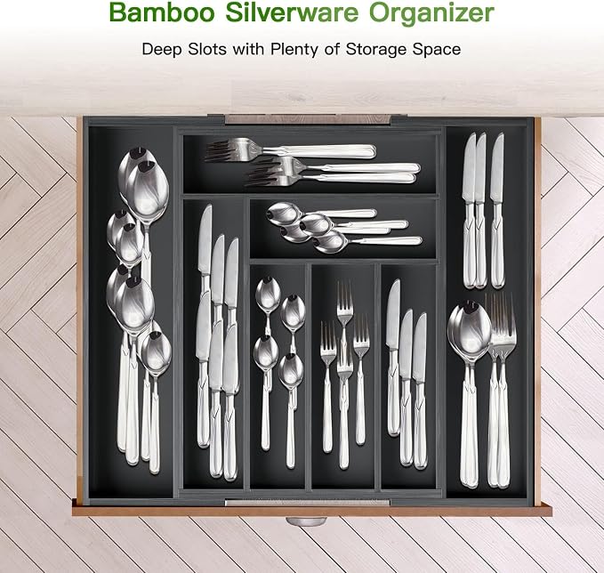 Pipishell Bamboo Expandable Drawer Organizer - Image 8