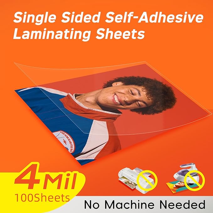 Self Adhesive Laminating Sheets,4Mil 8.5x11inches,Bulk Package 100Sheets Self Sealing Laminating Sheets, Self Adhesive Contact Paper,Clear Laminate Sheets for Stickers,No Machine Needed-DeskLoop Office