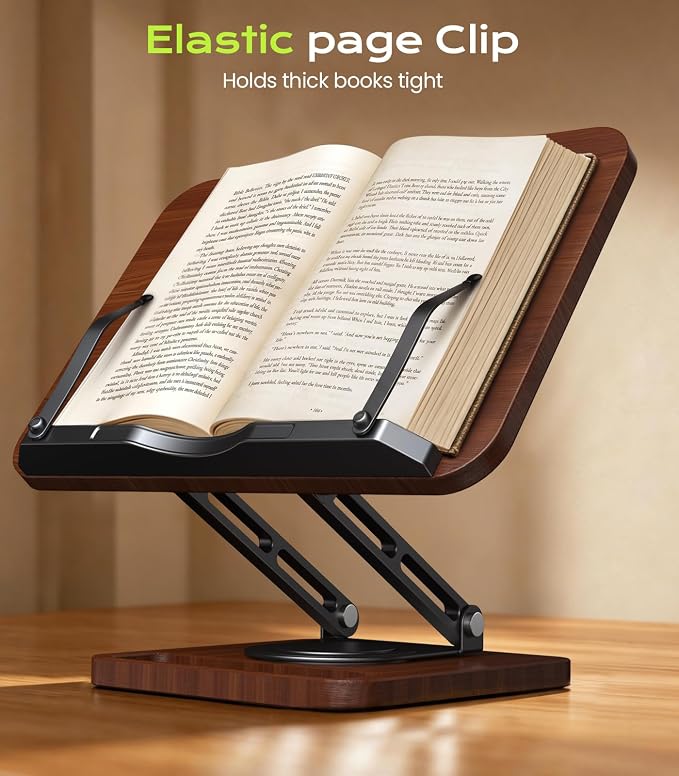 Book Stand for Reading, 360° Rotating Hands Free Book Holder - Image 6