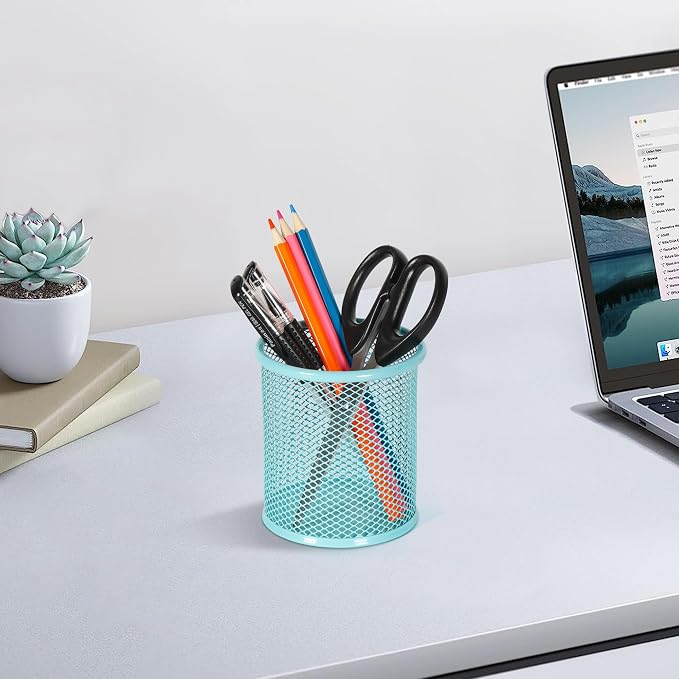 EasyPAG Pencil Holder for Desk, 2 Pack Metal Pen Organizer, Mesh Pencil Cup - Image 5