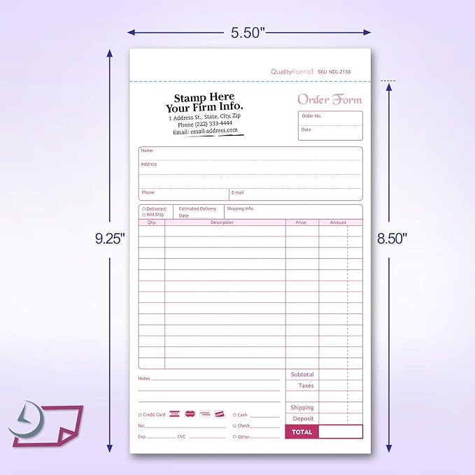 NextDayLabels - NCR Carbonless Order Forms, Bound Wraparound Cover, 50 Sets per - Image 5
