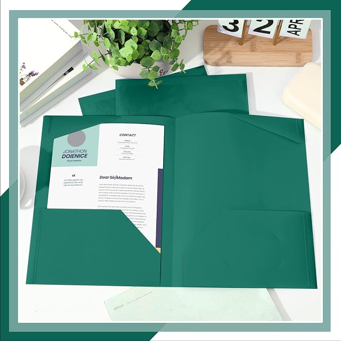 Henoyso 36 Pack Forest Green Plastic Folders - Image 5