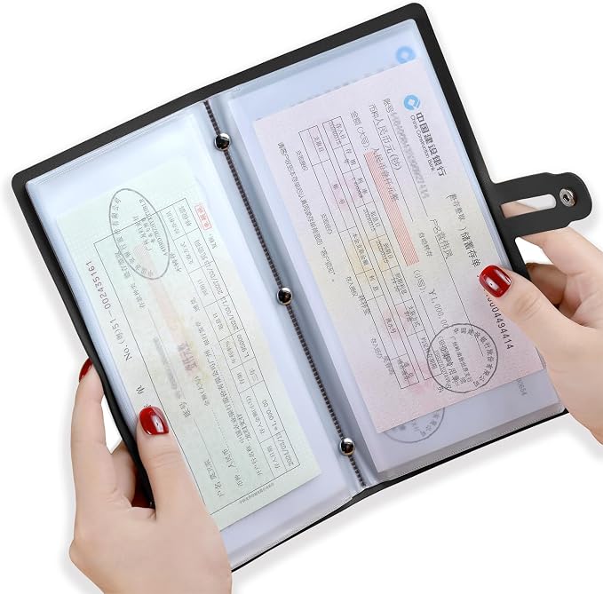 Leather Receipt Organizer, Portable Receipt Holder by Romozi