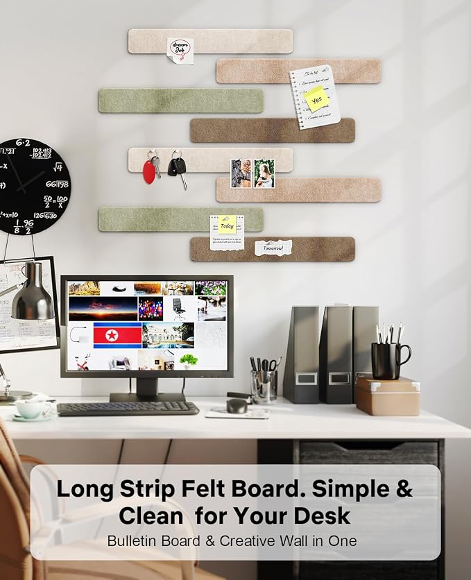 Small Cork Bulletin Board Tiles, Felt Wall Decor and Office Desk Accessories - Image 4