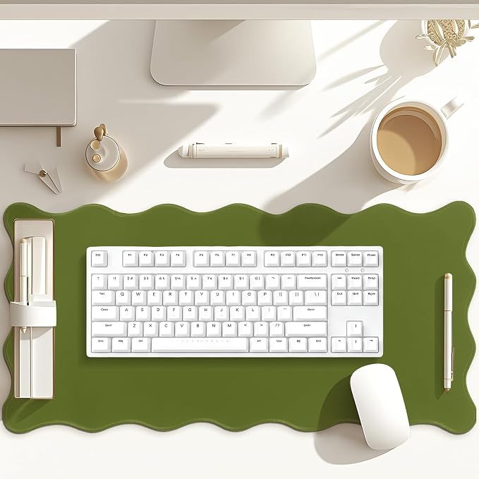 Hahafelt Scalloped Desk Mat Large Desk Pad Cute Coquette Table Mat Back to - Image 6