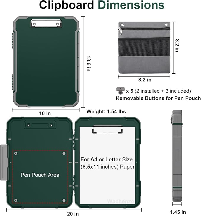 Thicker Clipboard with Storage, Internal Pen Pouch Included, A4 / Letter Size - Image 2