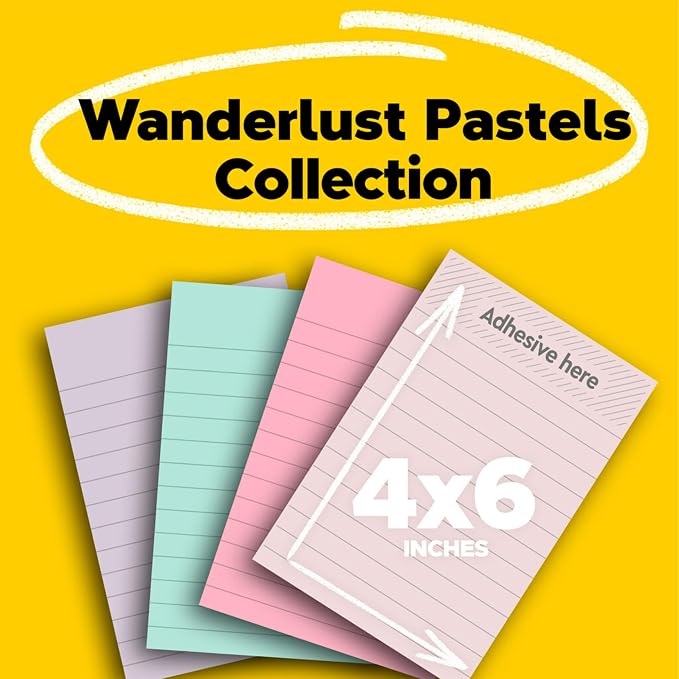 Post-it 100% Recycled Paper Super Sticky Notes, 4 in. x 6 in., 4 Pads, 45 - Image 2