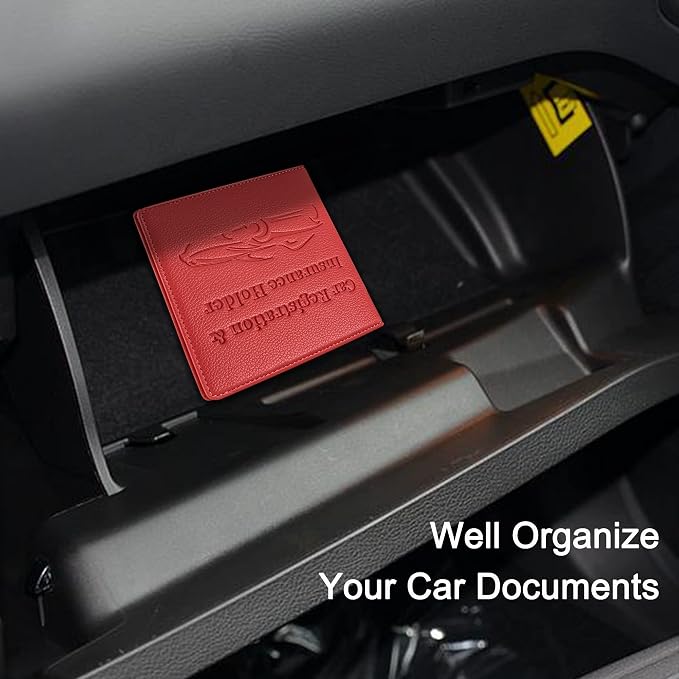 Car Registration and Insurance Holder, Premium PU Leather Vehicle Glove Box Car - Image 7