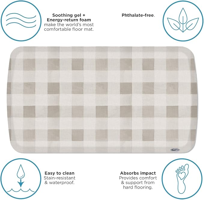 GelPro Elite Premium Gel + Foam 3/4" Thick Anti-Fatigue Floor Mat, 20" x 36", Farmhouse Tan-DeskLoop Office