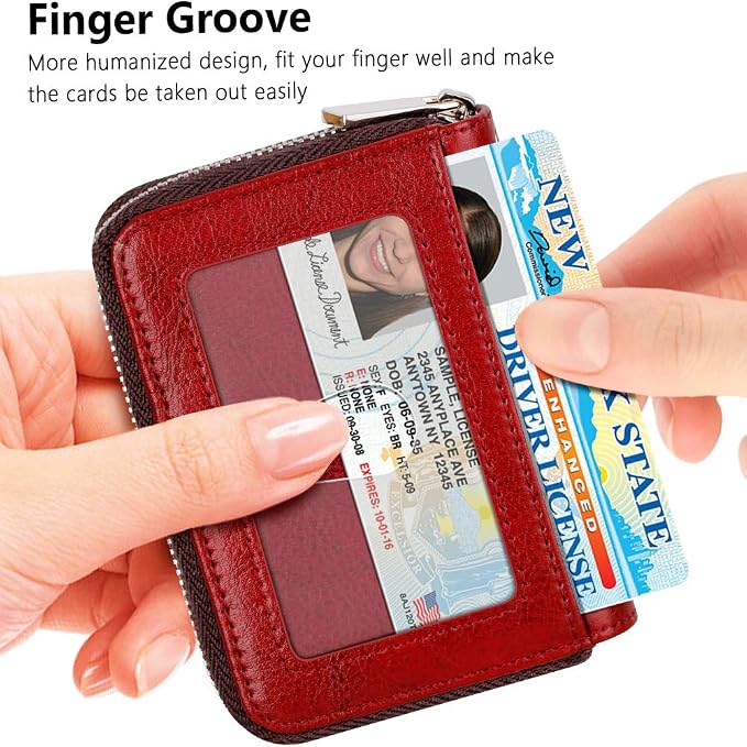FurArt Zipper Wallet Women, RFID Blocking Credit Card Wallet, Business Card - Image 2