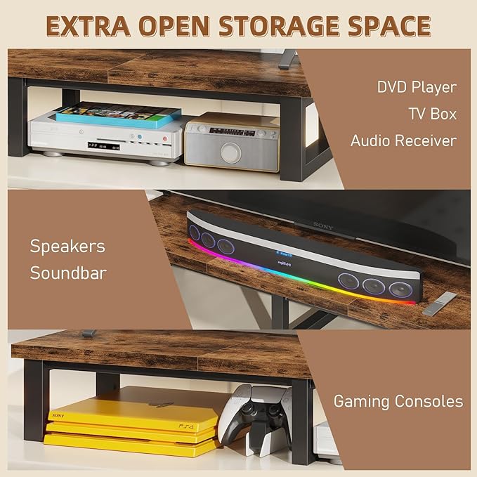 45" Large TV Riser for 32-60 inch TV, TV Riser Stand Shelf with Steel Legs,Tabletop TV Stand Riser for Home Office,Rustic Brown-DeskLoop Office